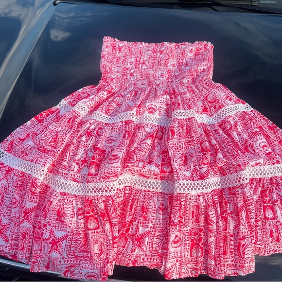 Lilly Pulitzer Dresses & Skirts - Lilly Pulitzer Mizner Red Seaside Harbour Kelvina Smocked Dress Sz Large